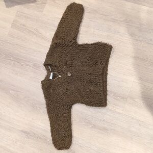 Zara Kids Green Brown Knit Cardigan Sweater